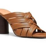 Joie  Luz Crisscross Cognac Heels Sandals Block Heel Open Toe Slide Leather 8.5 Photo 0