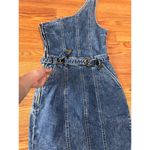 Retrofête Giorgio One-Shoulder Short Belted Denim Dress size small Photo 13