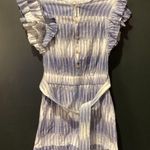 Saylor  Wilshire Belted Preppy Summer Resort Romper cotton blue white striped xs Photo 1