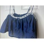 Victoria's Secret Victoria’s Secret Navy Eyelet Lace Trim Ruffle Crop Top Pajama Short Set L Photo 5
