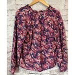 Pilcro Anthropologie Lucille Peasant Blouse Blue Pink Paisley M Floral Boho Photo 3