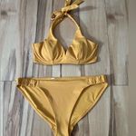 Athleta Sculpted Abyssinian Yellow Bikini Swimsuit W/Halter Women's Medium 32b/c Photo 0