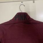PINK - Victoria's Secret victoria secret PINK maroon fleece line Varsity pullover half zip sweater Small Photo 3