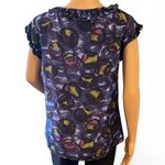 Boden USA NWOT! Boden SILK Abstract Blue Sleeveless Blouse Top Ruffled Neck Lined Size 8 Photo 2