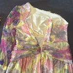 Women’s Floral One Shoulder Lightweight Summer Dress Leg Slit Cut Outs Size L Yellow Size L Photo 9
