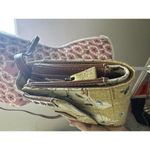 Travel by Sharif Map Print Shoulder Crossbody Bag Tan Yellow Leather Trim RARE Photo 4