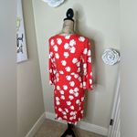 Boden Miriam Dress in Reddish Orange Floral Print with Bell Sleeves Sz 8L Red Photo 12