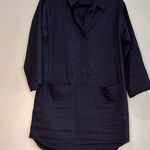 Eileen Fisher  linen blend 3/4 sleeve buttoned tunic top blue size small Photo 0