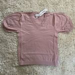 NWT Puff Sleeve Crewneck Sweater Pink Size XXS Photo 2