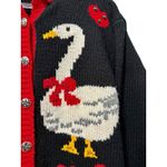 Karen Scott Rare Vintage‎ 80s Duck / Heart Cardigan Sweater Teacher Crochet Knit Whimsical M Photo 1