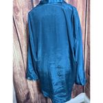 Victoria's Secret SILK PAJAMA Top Shirt Dress Size M Blue Emerald Pocket Photo 4