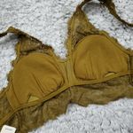Aerie  Eyelash Lace Padded Plunge Bralette Bra Dark Yellow Brown Size XS Lined Photo 3