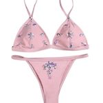 NEW Baby Pink Custom Sexy Small Bikini Rhinestones Size XS Photo 0