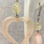 Frosted Pink Heart Beads Drop Earrings Y2K Aesthetic Trendy Fashion Accessory Photo 2