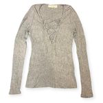 Urban Outfitters Gray Grey Long Sleeve Knit Shirt With Lace Up Front Photo 0