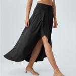 Halara  Black High Waisted High-Low Ruffle 2-in-1 Flowy Maxi Dress Size Small Photo 2