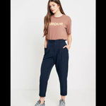 Urban Outfitters navy striped remnants mid waist ankle trouser pants M Photo 1