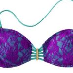 Xhilaration Purple Lace Turquoise Bandeau Bikini Top Photo 1