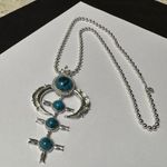 Dress Up Signed MMS Silver Tone / Turquoise Blue Color Statement  Necklace Photo 4