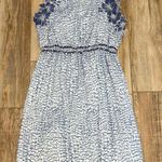 M.S.S.P Max Studio Blue Printed with Flowers Dress White Size L Photo 0