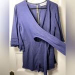 Finders Keepers  | Limoncello Tie-Front Flared Sleeve Playsuit Romper Navy Sz 6 Photo 7