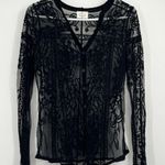 Ember Womens Black Button Sheer Lace Blouse M Western Boho Festival Hippie Size M Photo 0