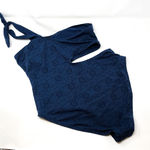 AQUA Swim Navy Blue Eyelet One-Shoulder One-Piece Swimsuit Photo 6