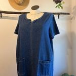 TY Vintage 90s Blue Cotton Denim Short Sleeve Chore Pocket Dress Size XL Photo 1