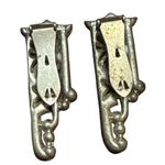 1930s Art Deco Rhinestone Dress Clips Pair w/ Emerald Glass Cabochons Shoe Clips Silver Photo 2