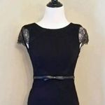 London Dress Co ModCloth Black Lace Cap Sleeves Bow Belt Pinup Old Hollywood Size 4 Photo 0