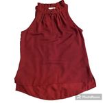Laundry by Shelli Segal XS Maroon Sleeveless Ruffled Mock Neck Blouse Tank Top Photo 2