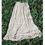 In Loom  Bohemian Tan Tiered Flowy Midi Skirt Size Small Photo 2