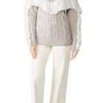 Amur Ulla Fringe Beige 100% Merino Wool Pullover Sweater Crew Neckline Womens Photo 0