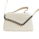 Kendall + Kylie Croc Embossed Cream Crossbody Bag with Black Accent Chain Photo 2