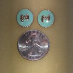 Elegant Bow Stud Earrings in Turquoise Enamel and Gold Tone Blue Photo 2
