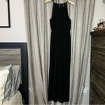 Forever 21  Black High Neck Spaghetti Strap Maxi Dress with Leg Slit Size Medium Photo 2