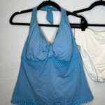 Sunsets Lands End Blue Polka Dot Halter Tankini Swimsuit Top & Bottom XL‎ 16 Photo 0