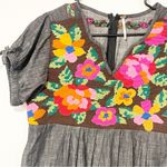 Free People Size XS Oaxaca Chambray Floral Embroidered Cotton Dress Photo 2