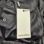 Retrofete Black Shirt Dress Satin Size Small Ruched Skirt Long Sleeve NWT Photo 7