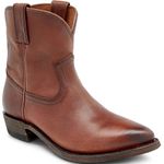 Frye Billy Leather Western Booties in Brown Cognac Size 10 Photo 0