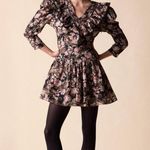 ST. ROCHE Belladonna Floral Hatfield Mini Dress Size 2 $370 Organic Cotton Black Photo 1
