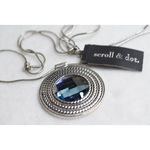 NWT Scroll & Dot Dazzling Blue Crystal Silver Tone Snake Chain Pendant Necklace Photo 4