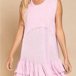 POL  Light Pink Sleeveless Textured Ruffle Hem Babydoll Dress, Size Medium Photo 1