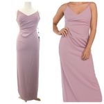 Adrianna Papell NEW  Womens‎ 12 Slip Crepe Column Maxi Dress Dusty Pink Rose $139 Photo 1