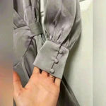 Sugar Lips  Silver Pirouette Satin Wrap Dress Size Small Photo 6