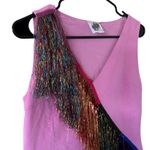 Queen of Sparkles Diagonal Metallic Fringe Dress Pink Photo 5