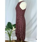 Nordstrom Lumiere Burgundy Stipe Maxi Midi Handkerchief Sleeveless Modest Dress Small Photo 1