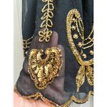 Free People Vintage Black Gold Bead Sequence Chiffon Overlay Mini Skirt Small Photo 9