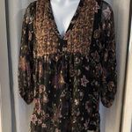 ZARA  FLORAL PEASANT DRESS WITH GOLD ACCENTS SZ: L Photo 0