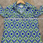 Jude Connally Marlowe Trellis Cobalt Kelly Dress Collared 3/4 Sleeve Preppy S Blue Photo 12